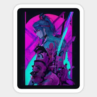 Neon katana samurai Sticker